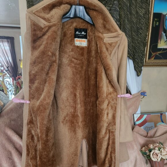 Fabulous warm borg lining/collar - Vintage Mac Mor Wool Coat - Leather buttons - Picture 7 of 10